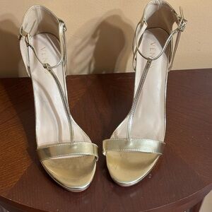 Women's Metallic Gold Strappy Sandals - Size 9.5